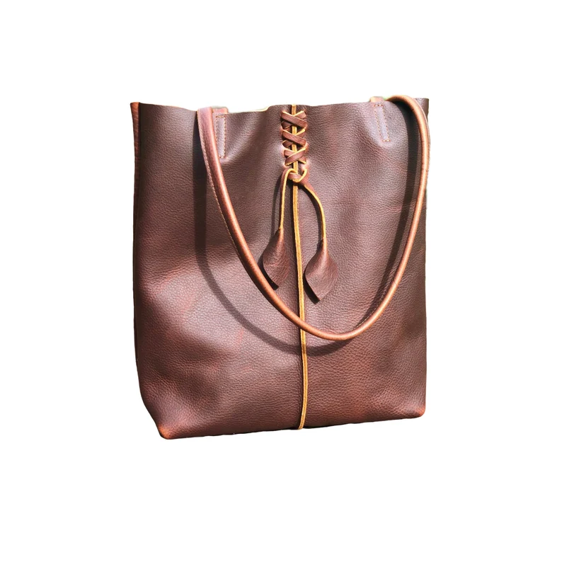 Tall brown leather tote tassels - Imagem 2