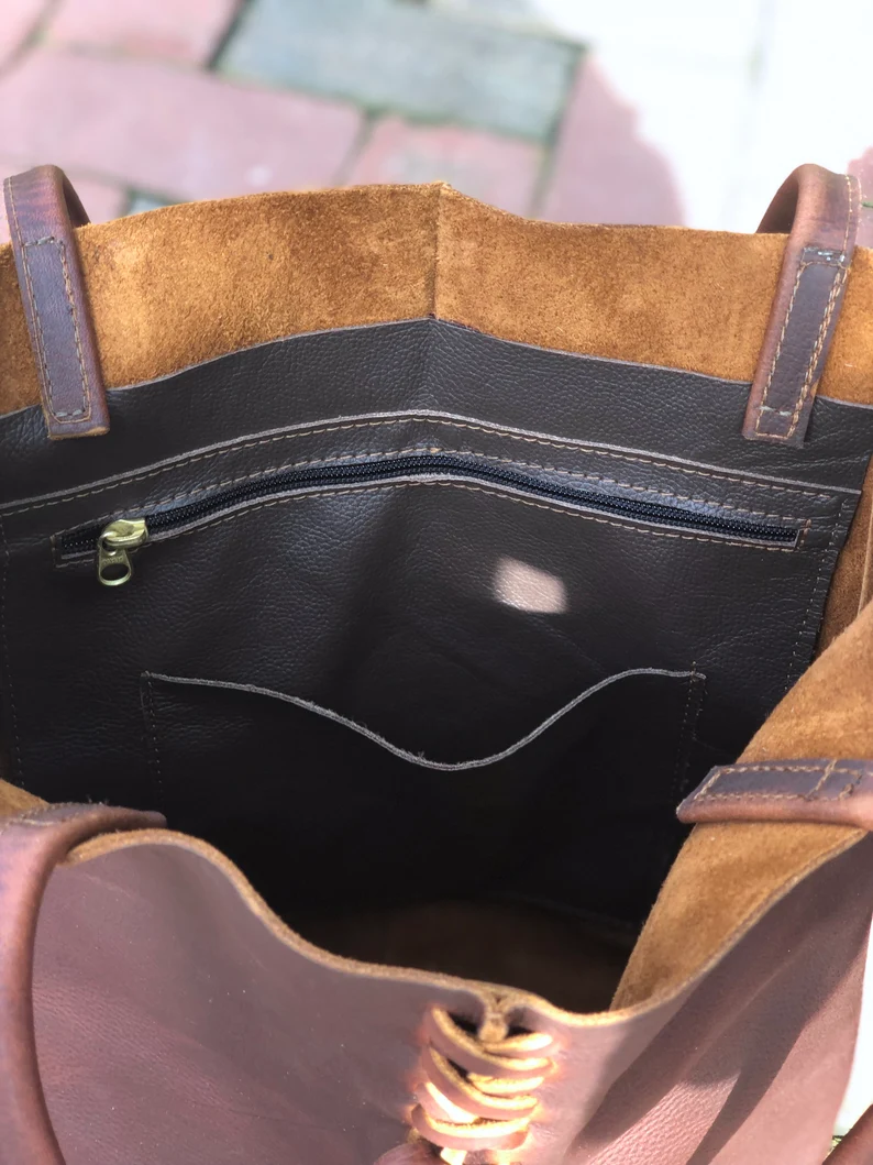 Tall brown leather tote tassels - Imagem 9