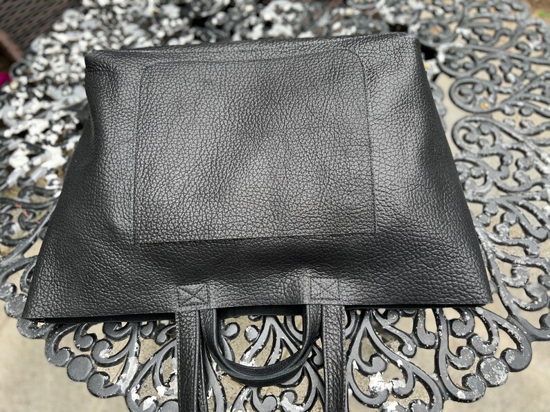 Extra large Black leather tote bag Work and travel computer bag, Large shopping bag with zipper option – Image 5